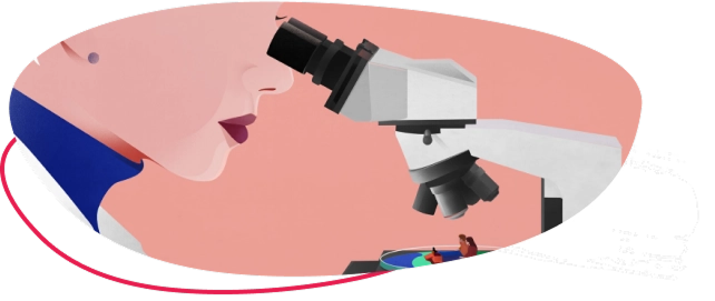 Graphic of a person looking into a microscope