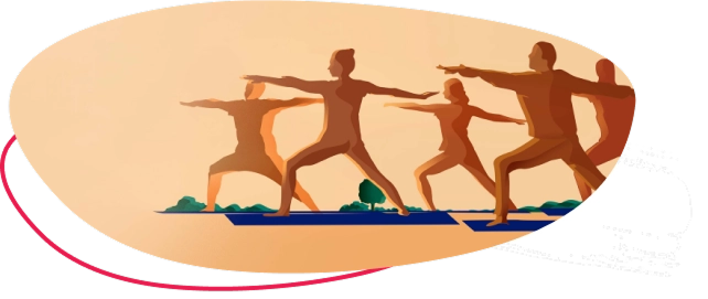 Graphic of a group of people doing yoga